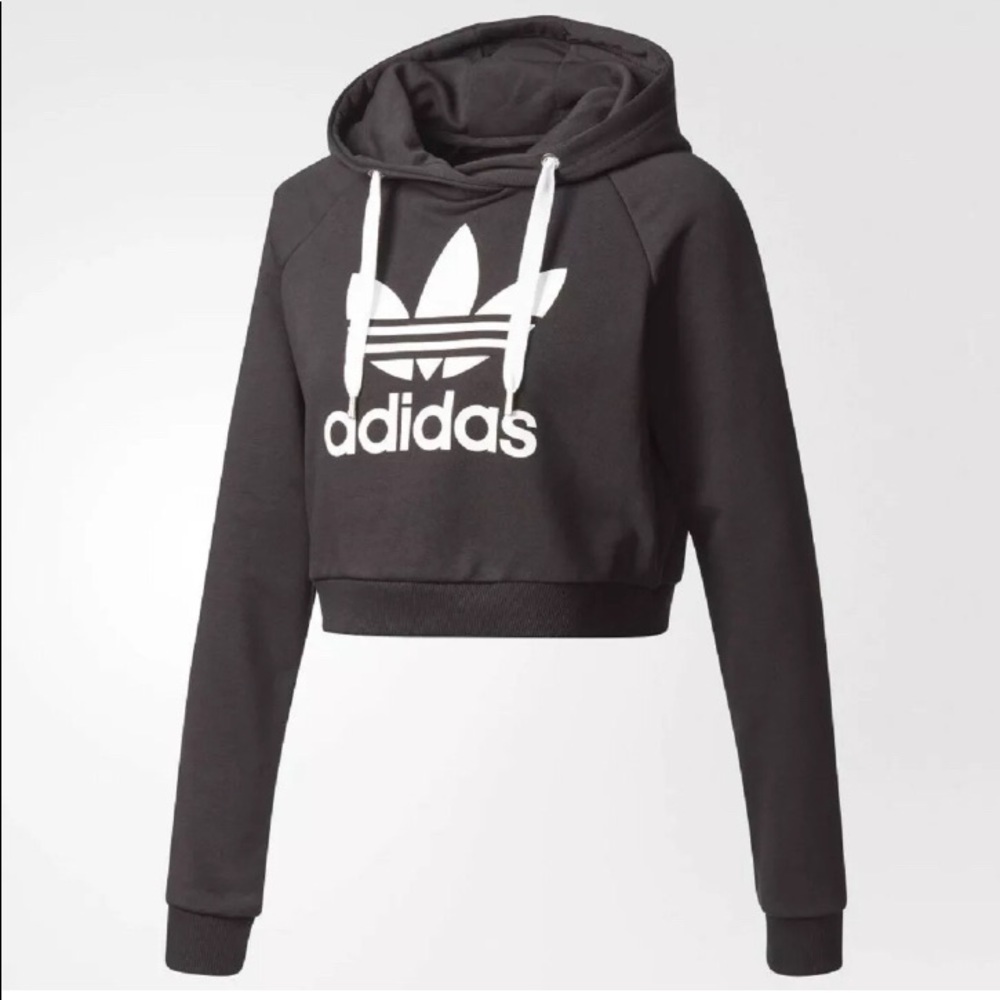 Adidas black crop hoodie size XS